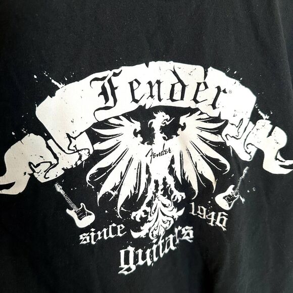 Fender Guitar T-Shirt Men's Large Black Graphic Tee Rock Music 100% Cotton - Picture 4 of 4